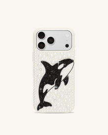 Orca Pearl Embellished Phone Case - White