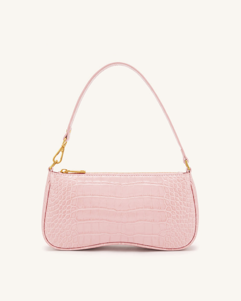 Eva Shoulder Handbag - Light Pink Croc