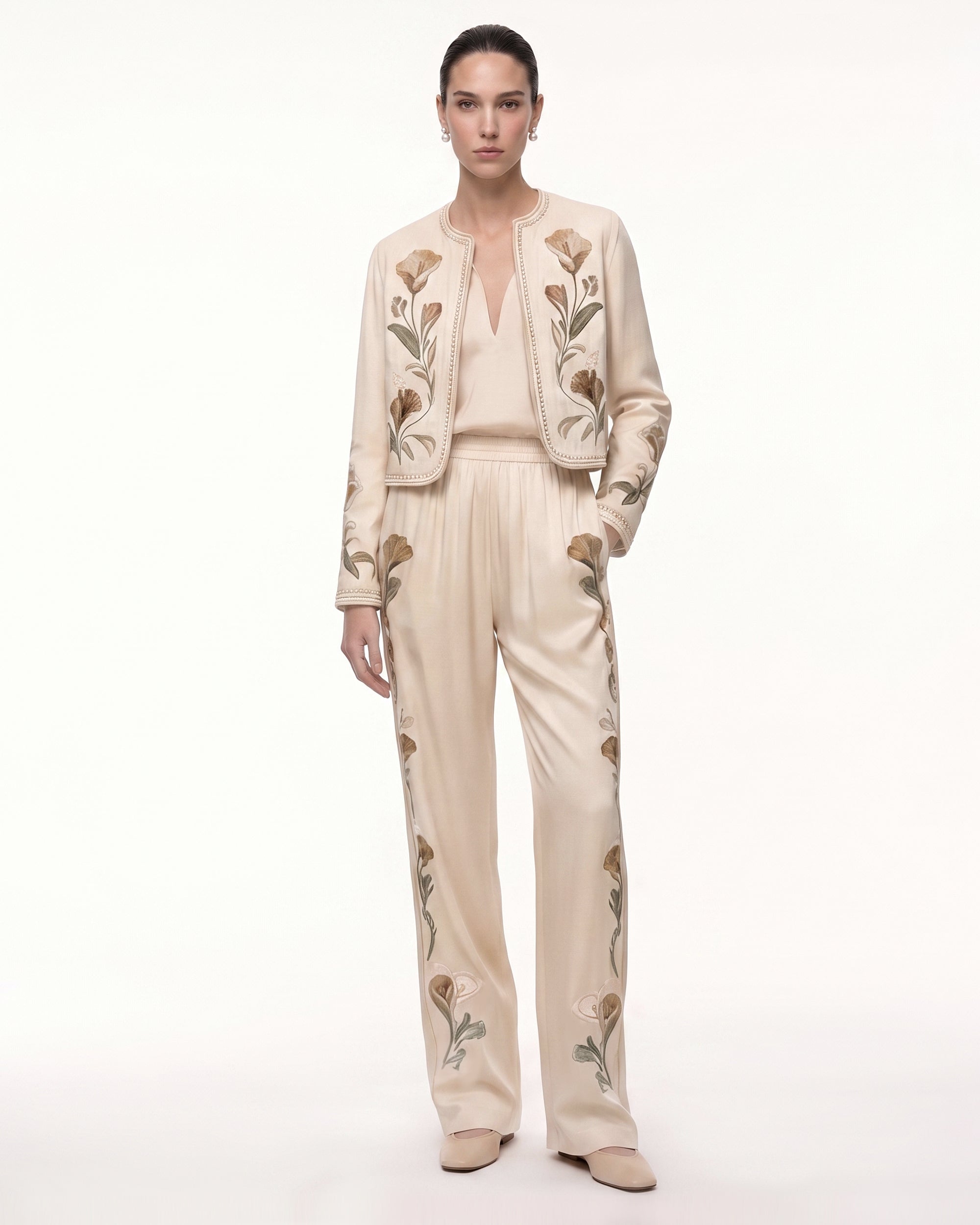 Calla Lily Printed Pants - Ivory