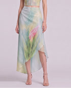 Calla Lily Asymmetric Mesh Midi Skirt - Light Blue