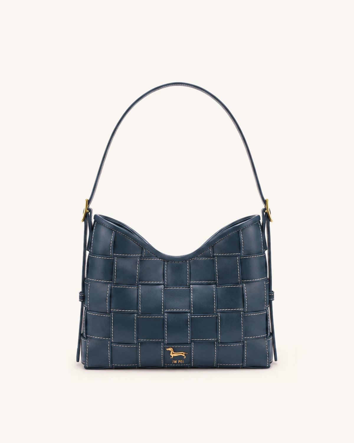 Nadine Dachshund Woven Hobo Bag - Blue