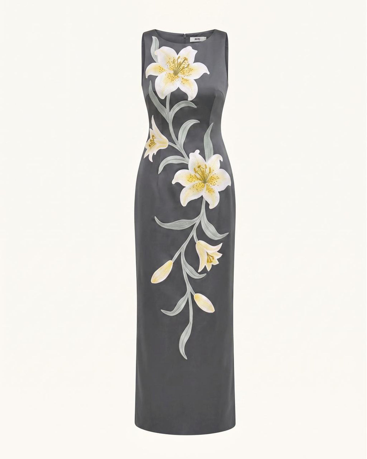 Lily Floral Print Sleeveless Column Maxi Dress - Grey