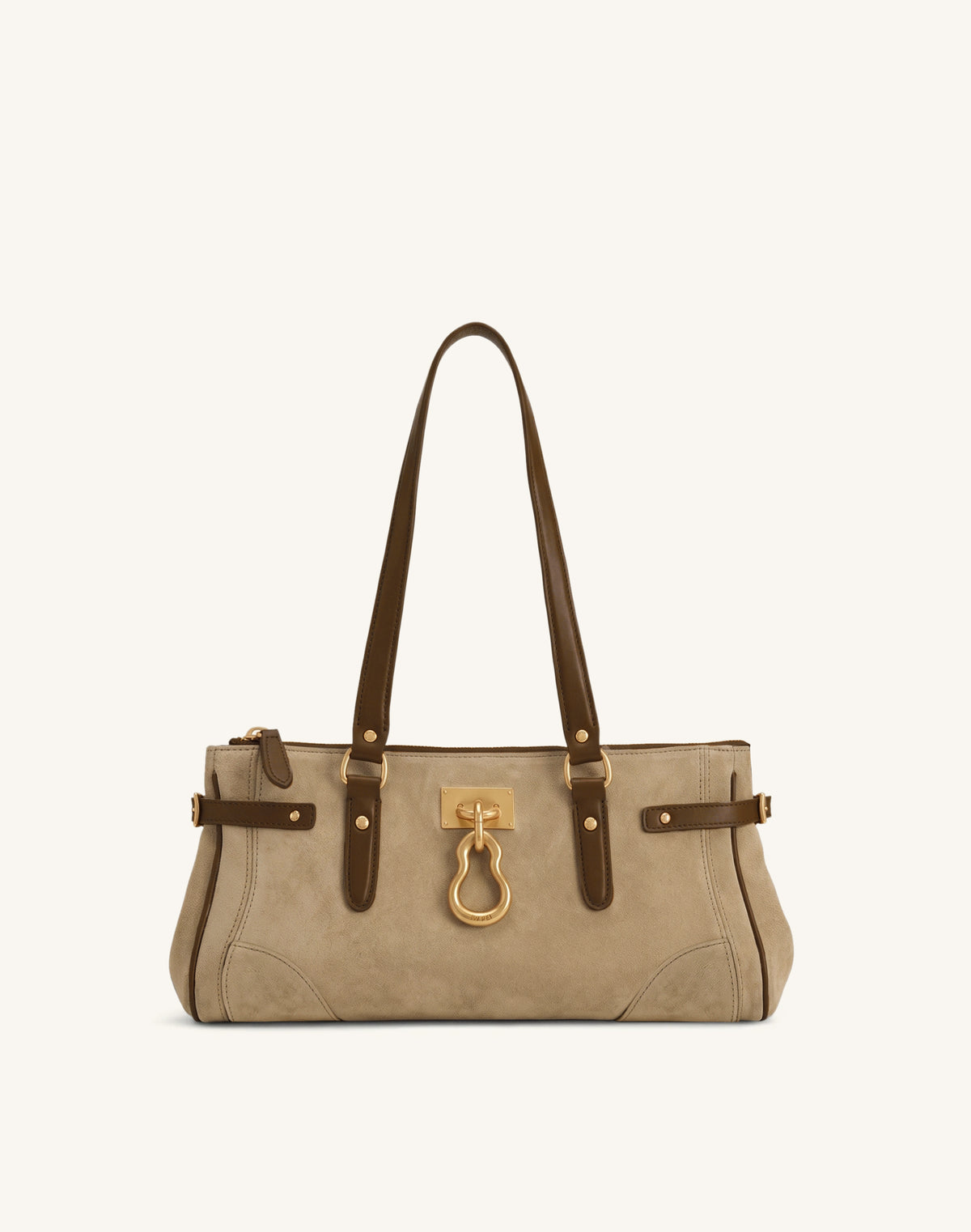 Yvette Faux Suede Elongated Tote Bag - Light Brown
