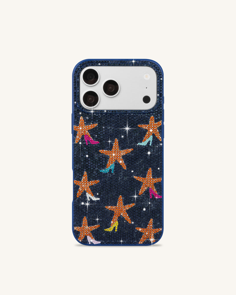 Starfish Rhinestone Phone Case - Blue