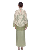 Floral Fringe Cape Maxi Dress - Sage Green