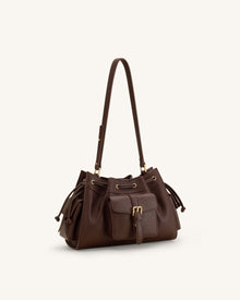 Harper Drawstring Shoulder Bag - Brown