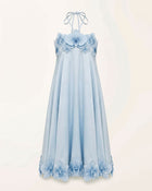 Orchid Embroidered Halter Midi Dress -Light Blue