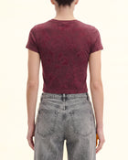 rinkle Wash Cropped Tee - Burgundy