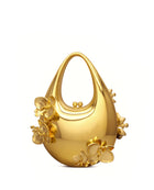 Lydia Floral Embellished Handbag - Gold