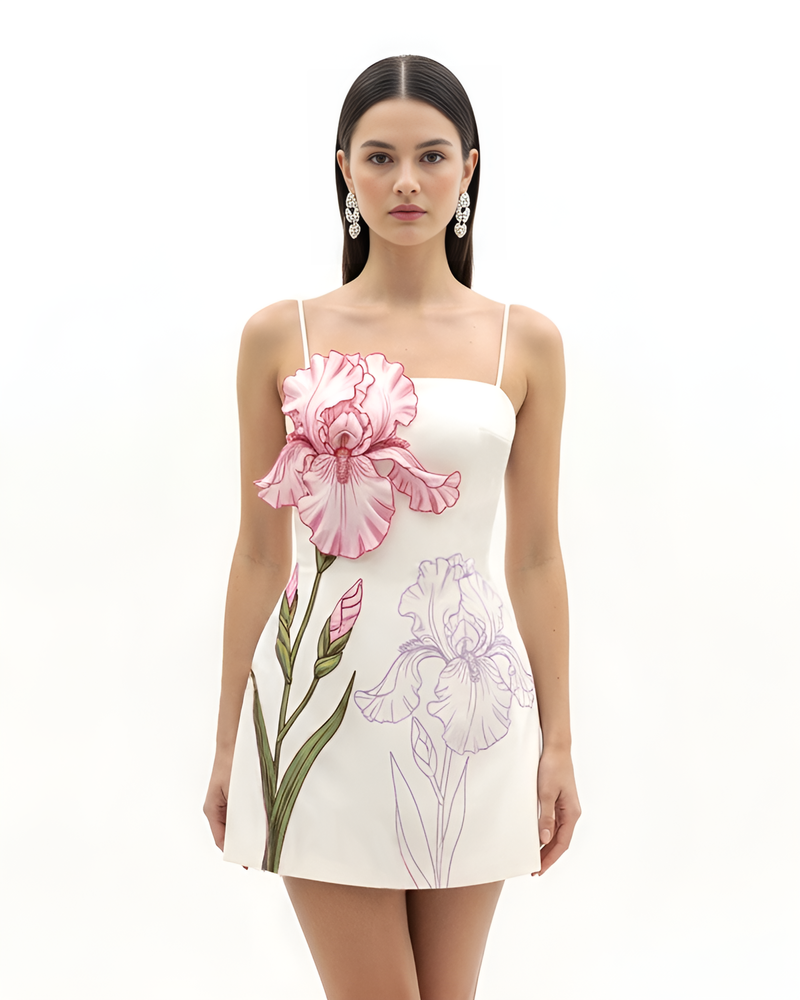 Iris Appliqué Mini Dress - White