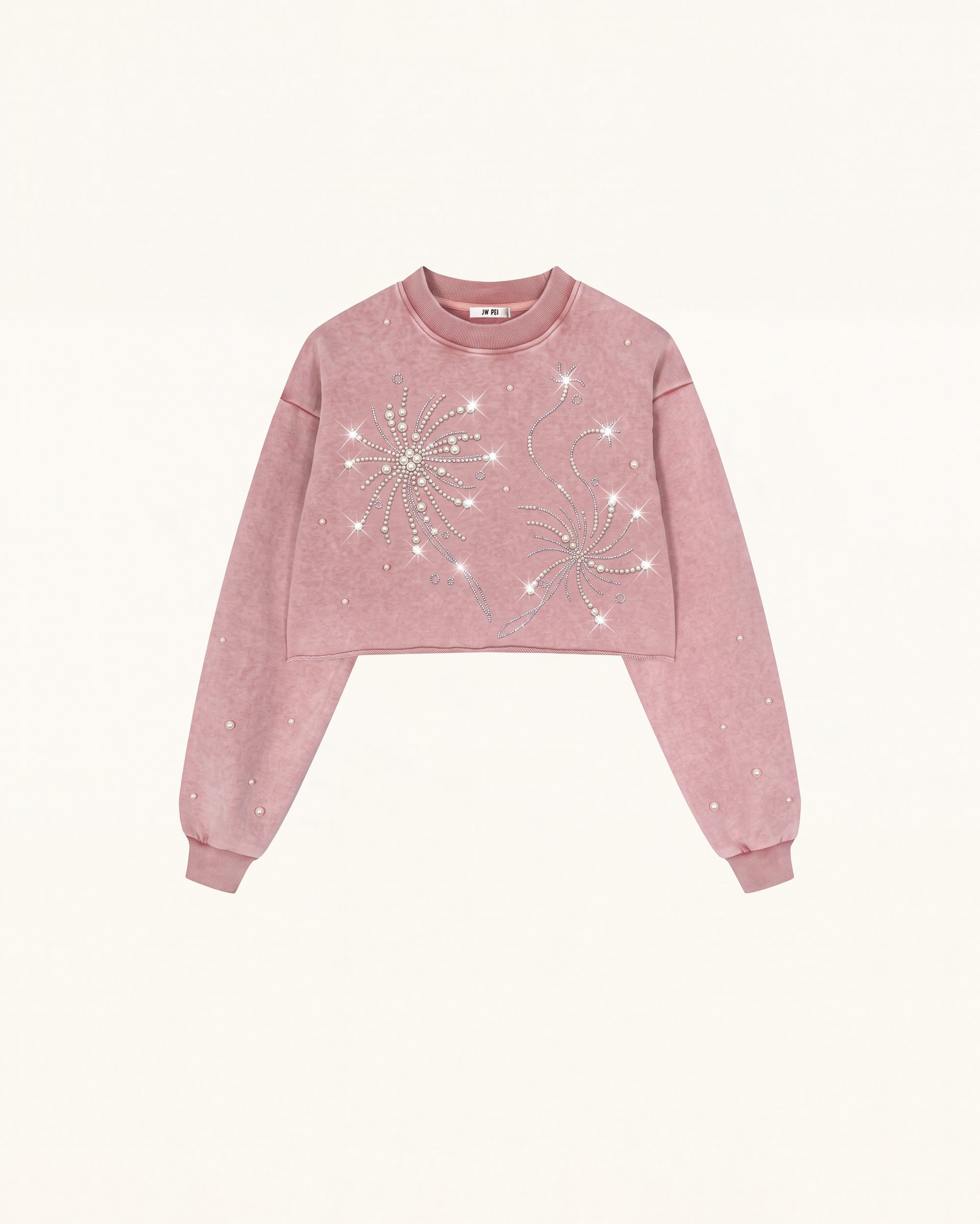 Sparkle Fireworks Cropped Sweatshirt - Bubblegum Pink