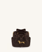 Riley Faux Suede Dachshund Quilted Bucket Bag - Brown