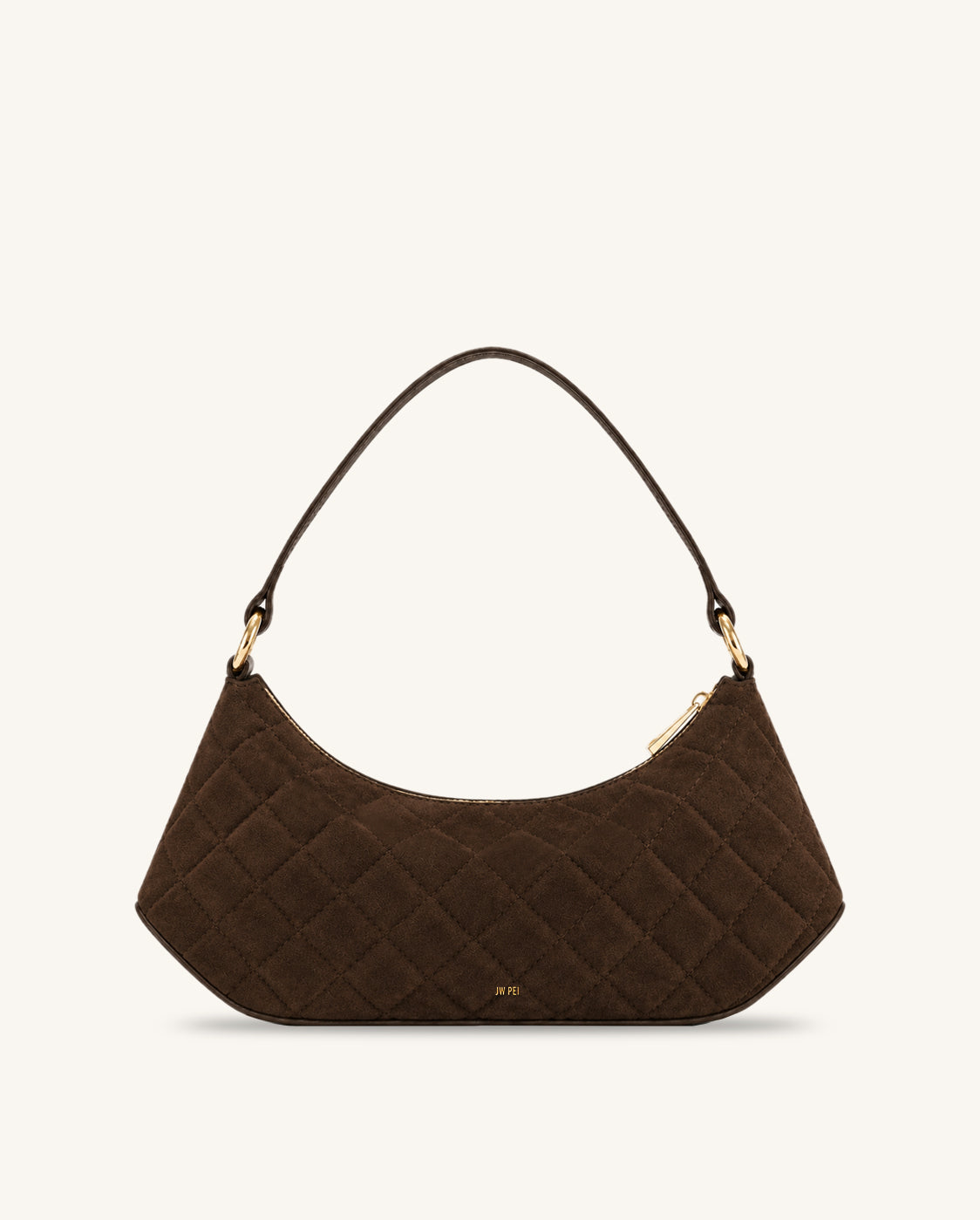 Lily Faux Suede Quilted Shoulder Bag - Sandalwood Brown