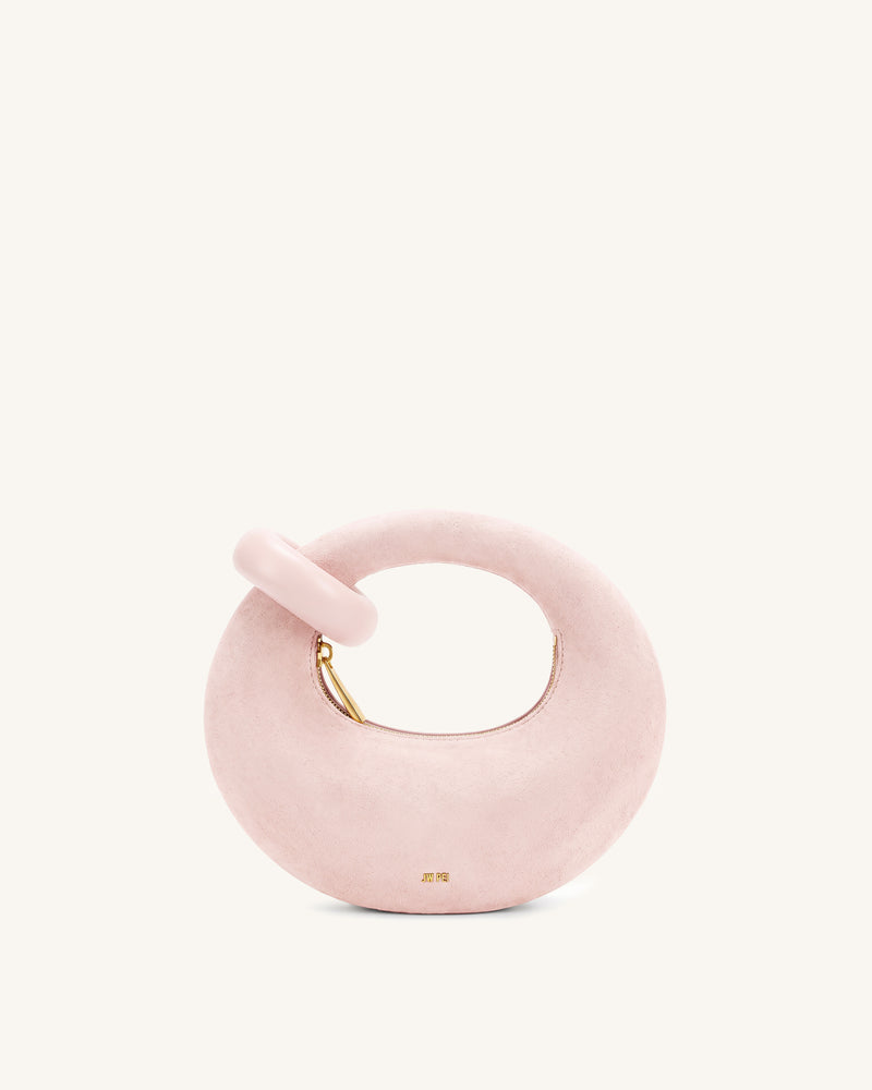 Abacus Faux Suede Mini Top Handle Bag - Peach Pink