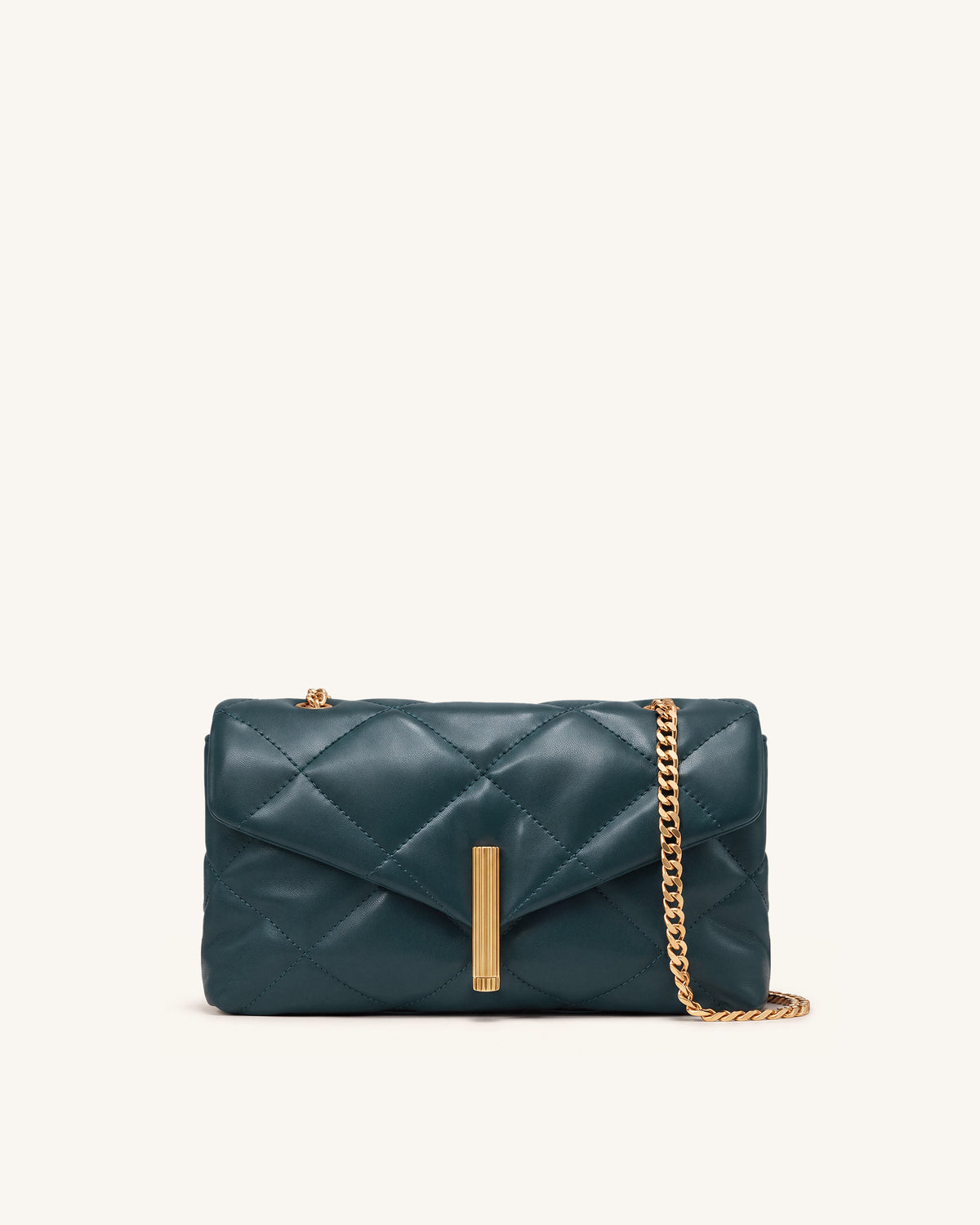 Valerie Puffy Bar-Lock Shoulder Bag - Dark Blue