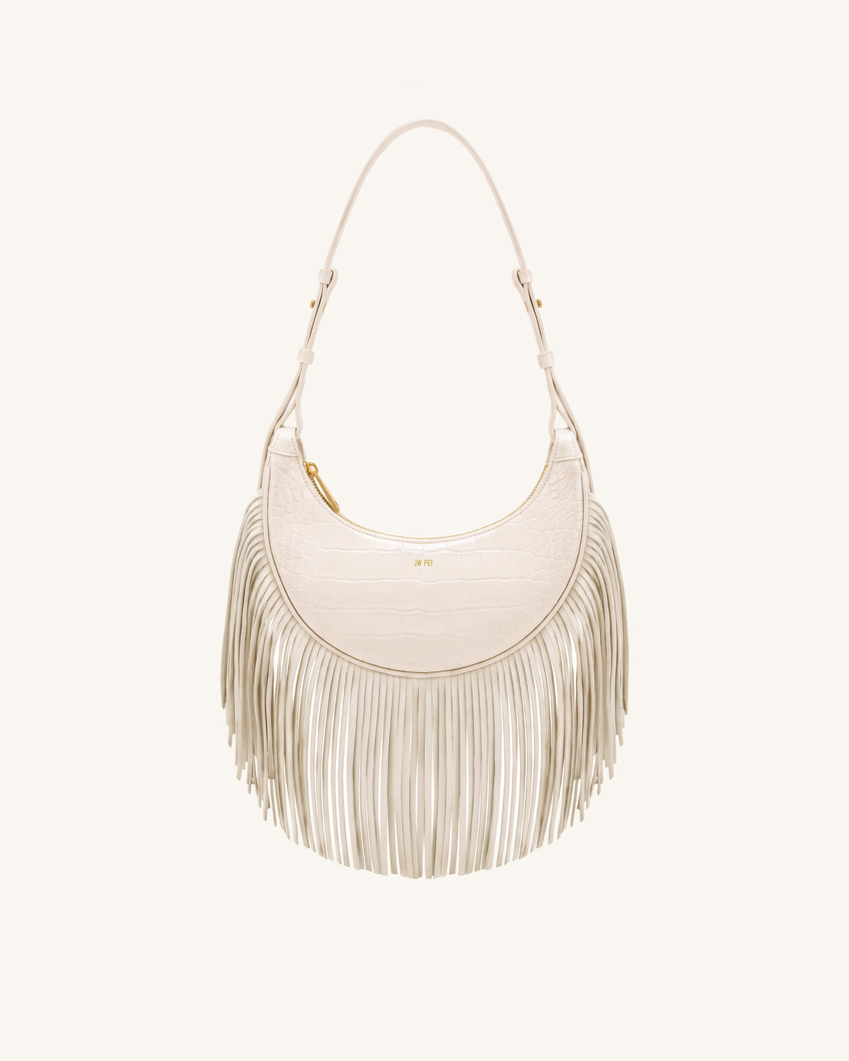 Sharon Fringe Crossbody Bag - White Croc