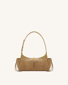 Corinne Lizard-Embossed Faux Suede Shoulder Bag - Khaki