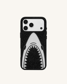 Shark Mouth Pearl Phone Case - Black
