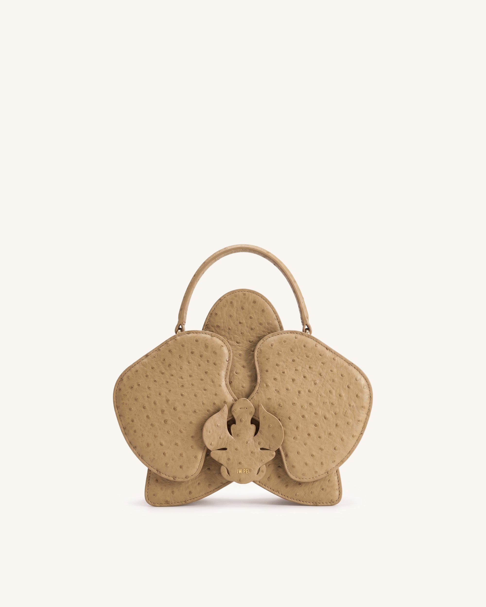 Flora Orchid Shaped Top Handle Bag - Dark Khaki
