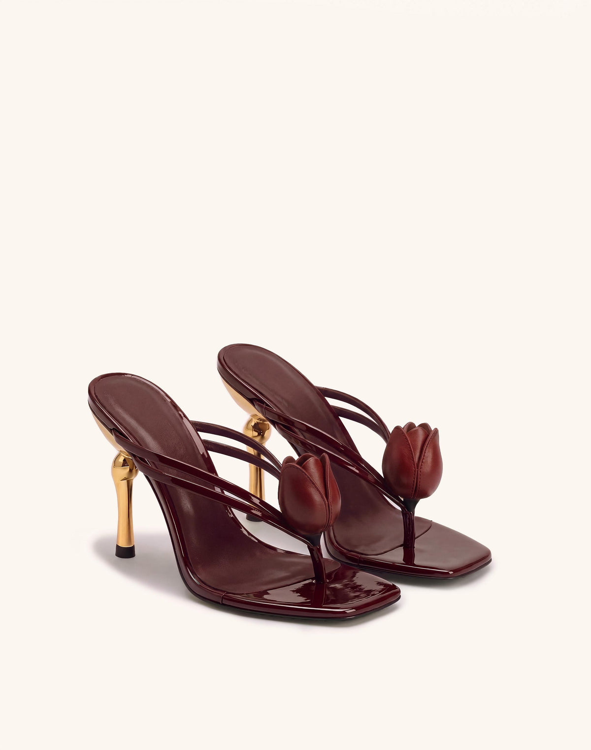 Amara 3D Tulip Heeled Sandals - Burgundy