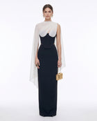Strapless Corset Sheer Cape Top - Black & White