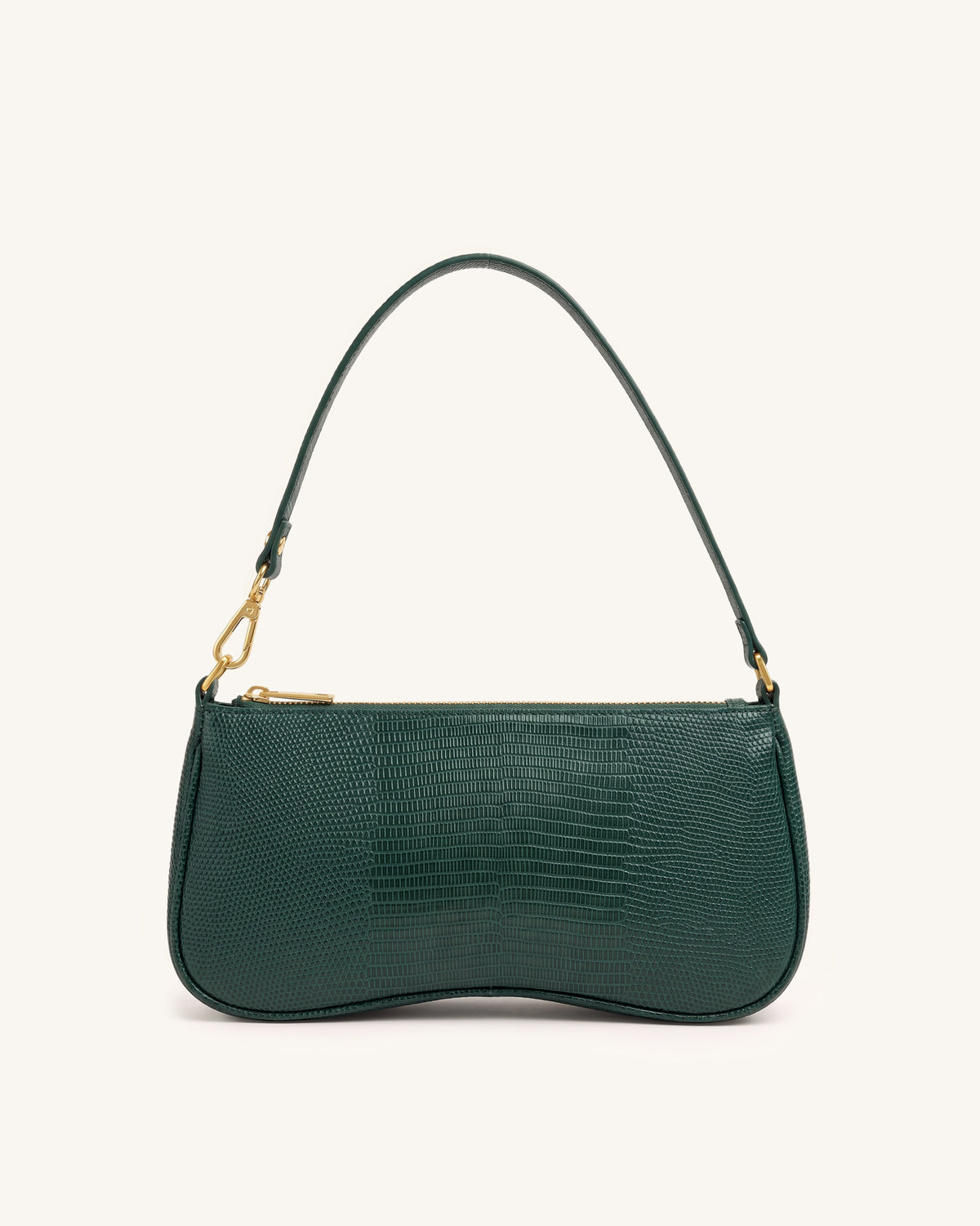 Eva Faux Lizard Shoulder Handbag - Forest Green
