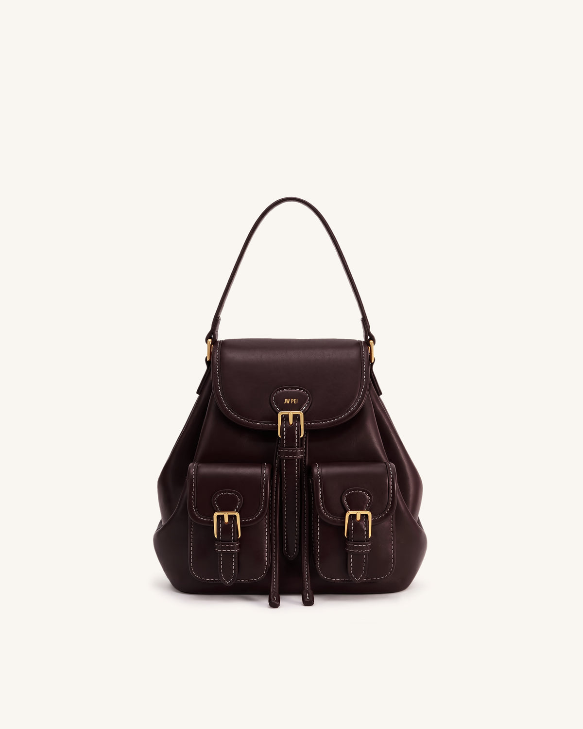 Harper Buckle Pocket Backpack - Deep Burgundy