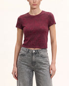 rinkle Wash Cropped Tee - Burgundy