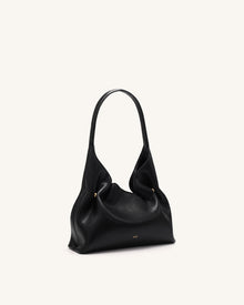 Velora Smooth Hobo Shoulder Bag - Black