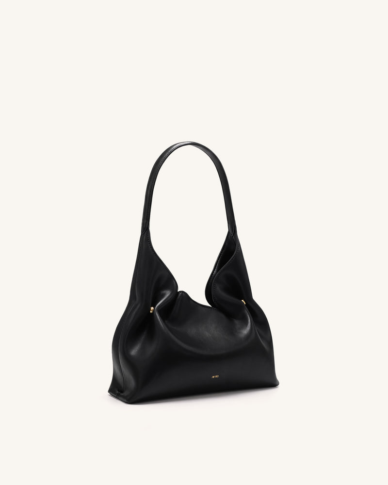 Velora Smooth Hobo Shoulder Bag - Black