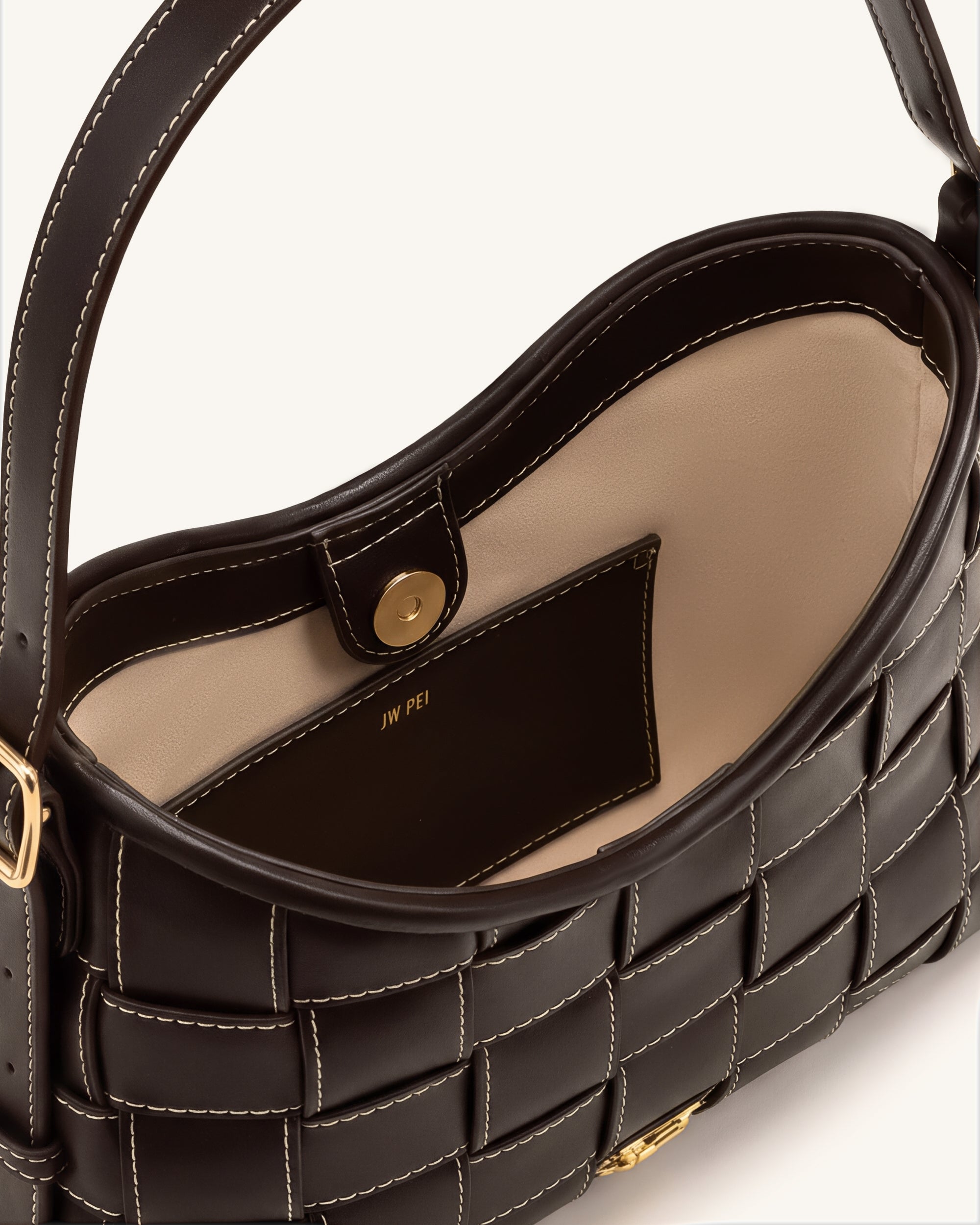 Nadine Dachshund Woven Hobo Bag - Dark Brown