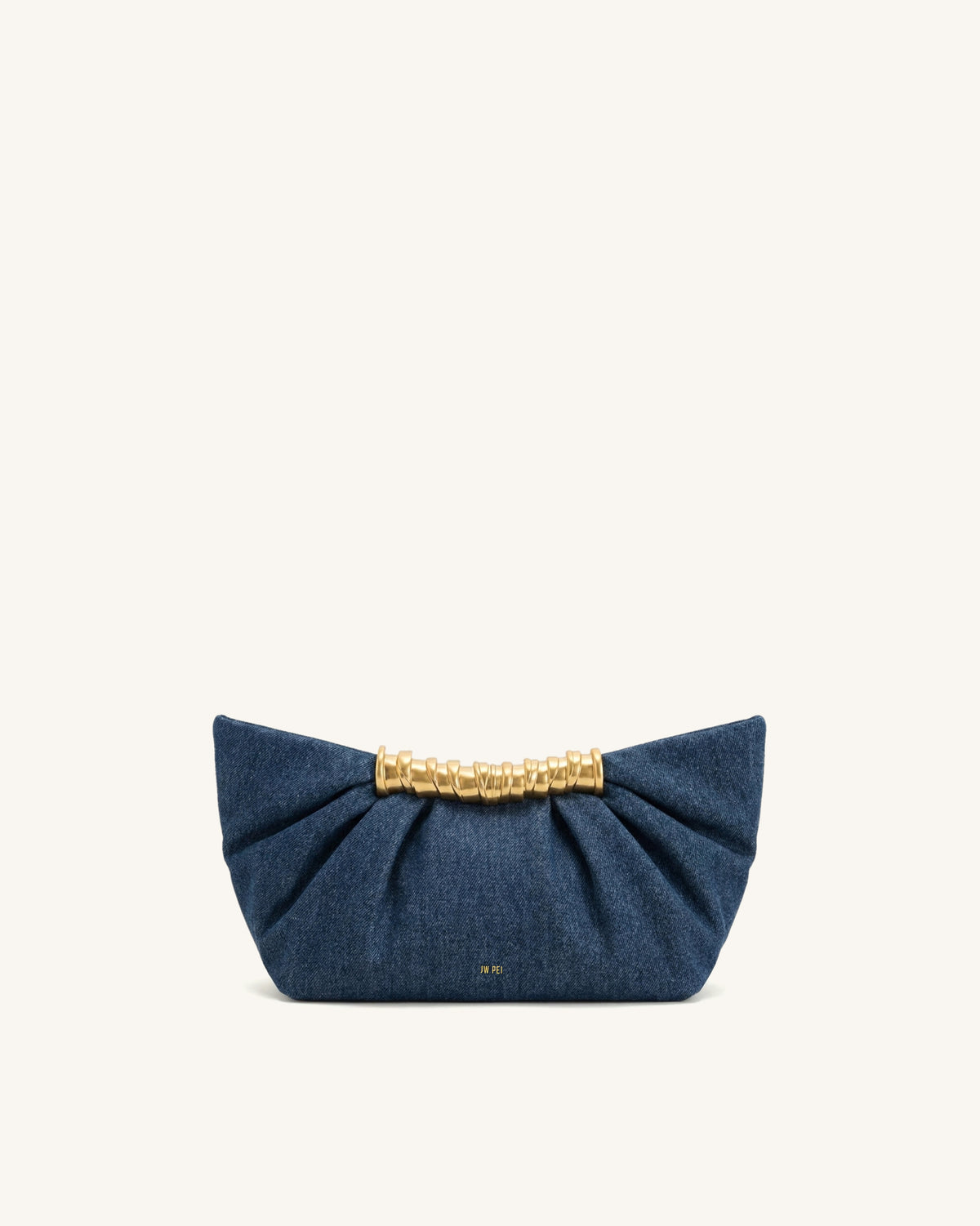 Leia Pleated Clutch - Dark Blue Denim