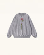 The Enchanted Rhinestone Rose Pullover - Washed Slate