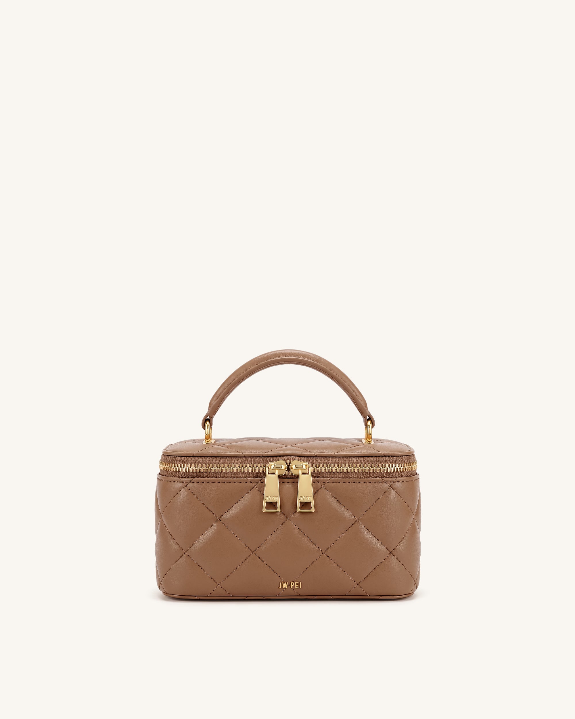 Vivienne Quilted Vanity Top Handle Bag - Mocha Brown