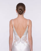 Satin Cowl Neck Spaghetti Strap Maxi Dress - White