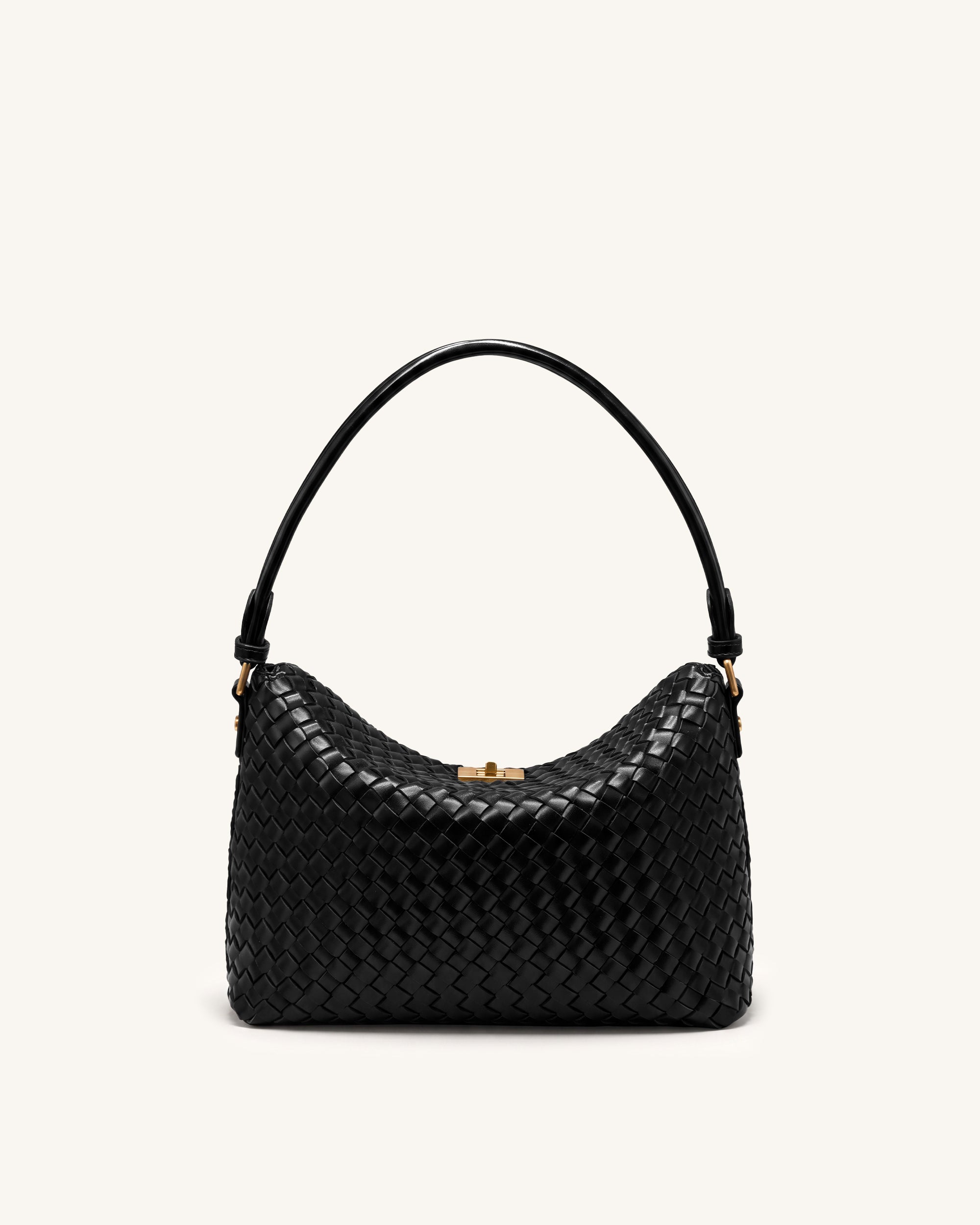 Lucia Woven Hobo Bag - Black