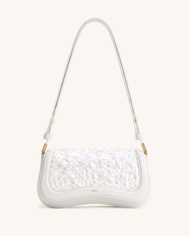Joy Sequin Shoulder Bag - White