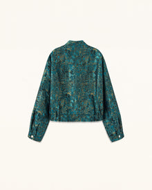 Metallic Abstract Pattern Jacket - Teal Gold