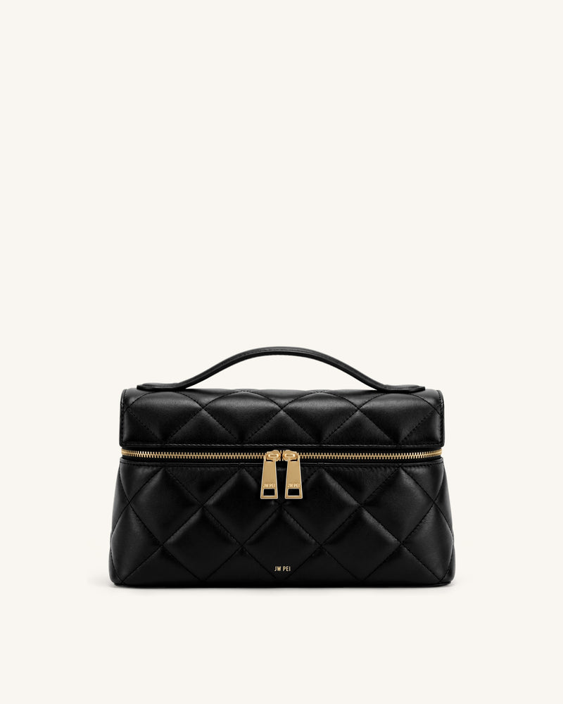Thea Quilted Top Handle Bag - Obsidian Black