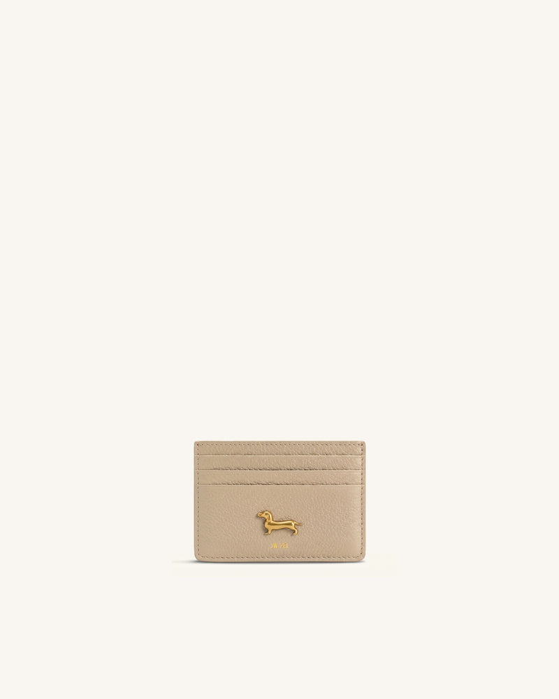 Maeve Dachshund Metal Emblem Card Holder - Khaki