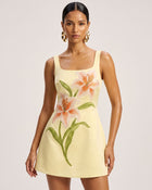 Lily Floral Print Sleeveless A-Line Mini Dress - Yellow