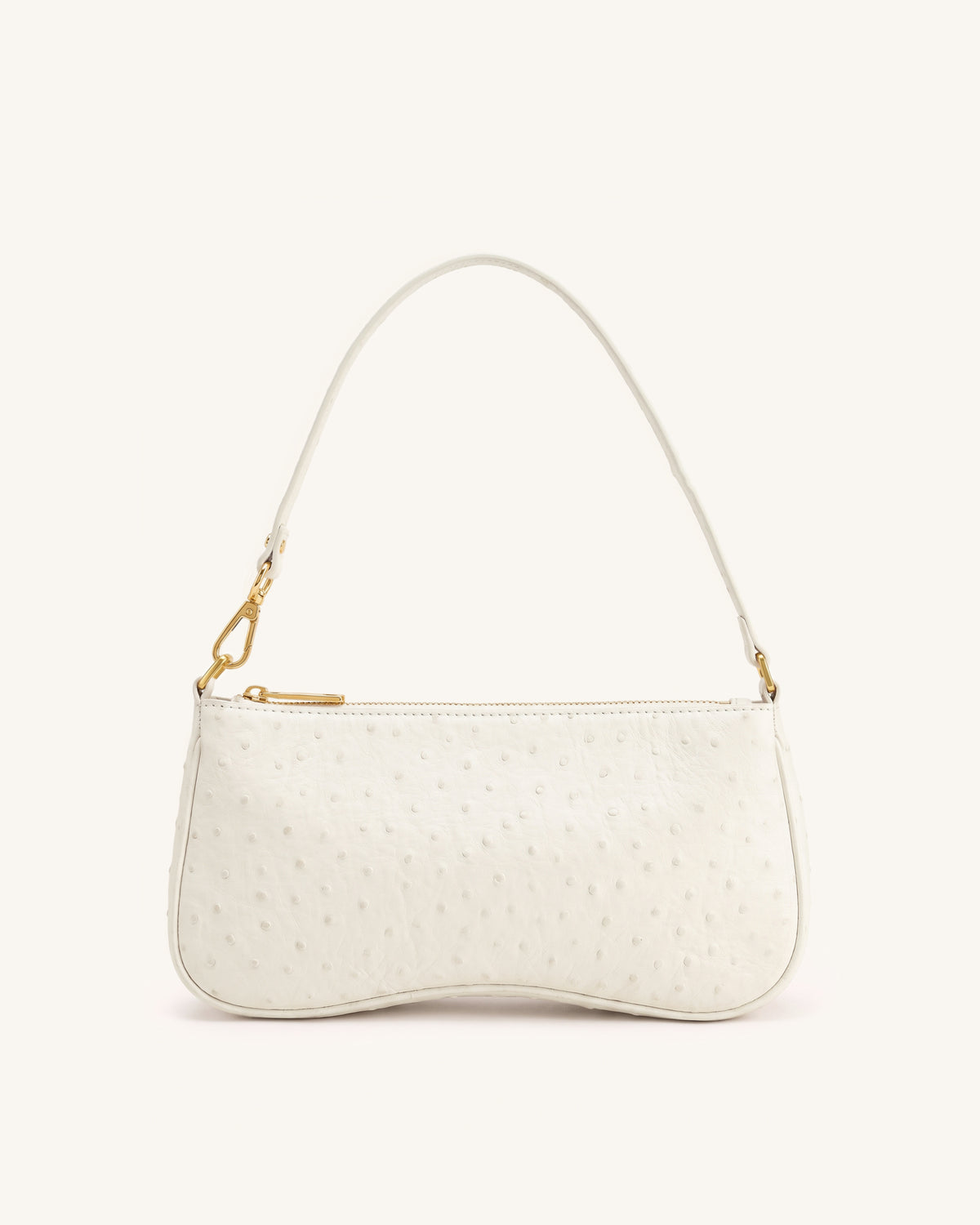 Eva Faux Ostrich Shoulder Handbag - Porcelain White