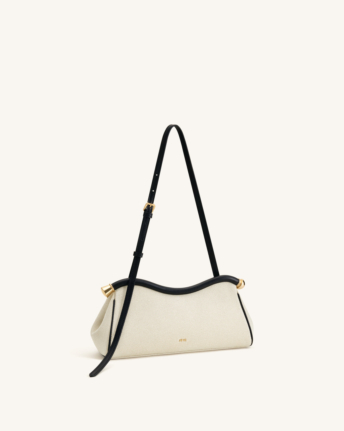 Naomi Curved Shoulder Bag - Black Canvas