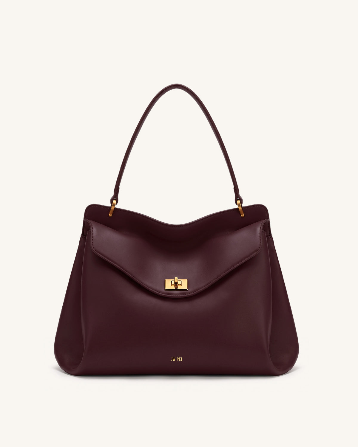 Lucia Turn-Lock Shoulder Bag - Deep Burgundy