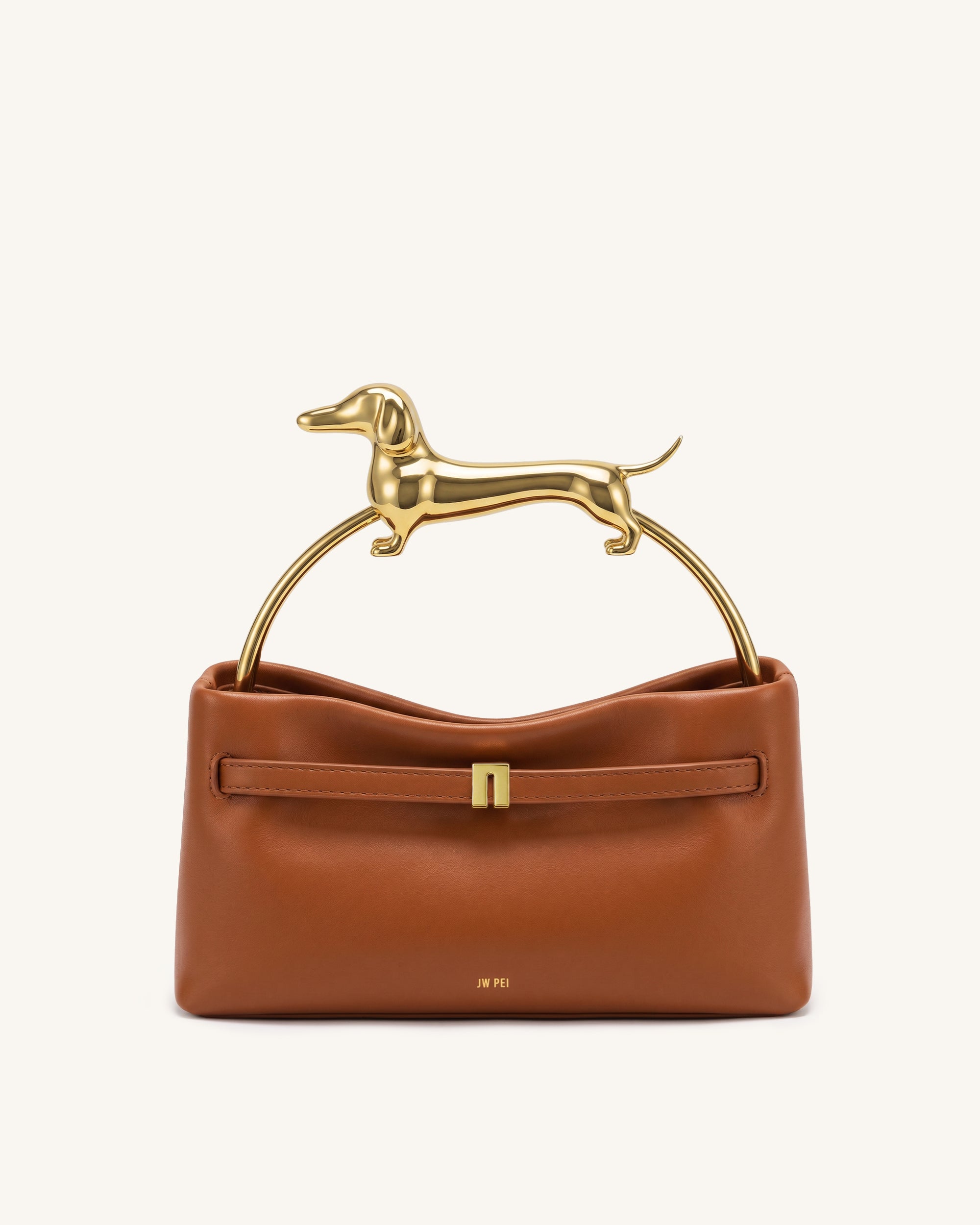 Maeve Dachshund Handle Bag - Cognac
