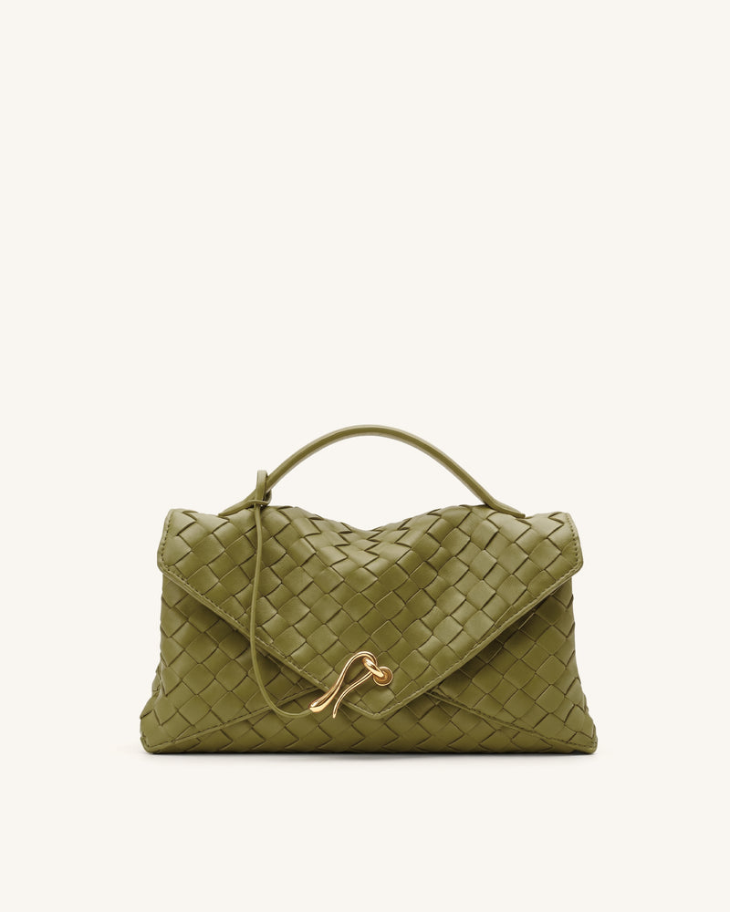 Celeste Woven Envelope Bag - Olive Green