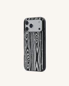Zebra Rhinestone Phone Case - Black