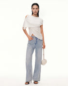 Convertible Asymmetrical Draped Semi-Sheer Cape Top - Ivory