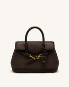 Alina Belted Satchel Bag - Dark Brown Canvas