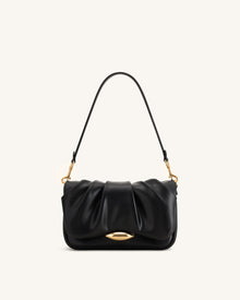 Sofia Ruched Shoulder Bag - Black
